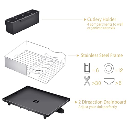 Toolf Dish Rack,304 Stainless Steel Dish Drying Rack For Kitchen Counter, Dish Drainer For Large Capacity,Black… #TOP4