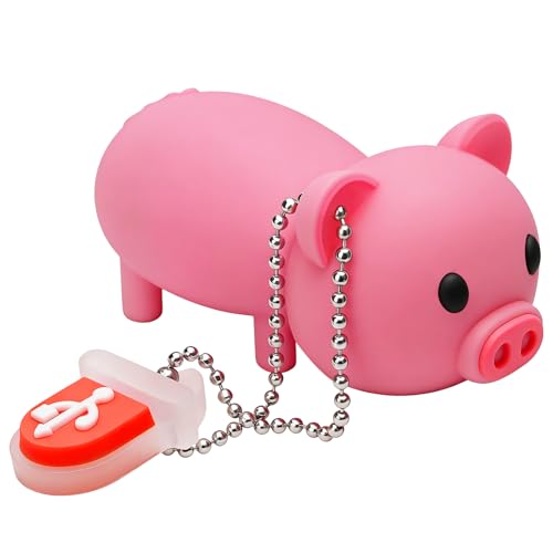 Clé USB 32 Go avec Modèle Porcelet Rose Mignon, BorlterClamp USB Mémoire Sticks Pendrive Cadeau...