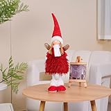 Dedrian11 Fabric Angel Fairy Figurine - Christmas Indoor Room Decor, Tabletop, Mantel, Tree Ornament, Cute (Red)