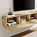 WAMPAT Floating TV Stand, Wall Mounted Shelf, Modern Floating Entertainment Center with 4 Fluted Flip-Down Doors, 70
