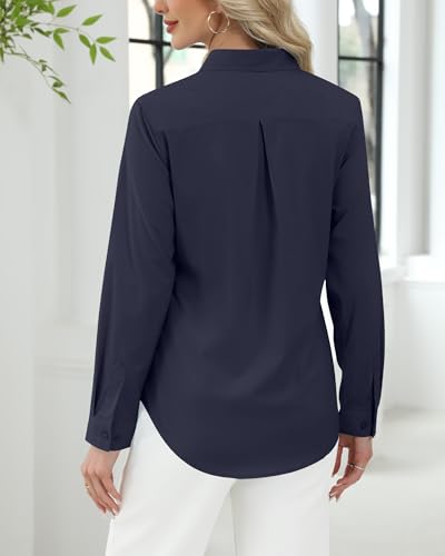 Image of J.VER Button Down Shirts for Women Stretch Collared Long Sleeve Dress Shirt | Business Casual, for Work Office, Meetings, Dinner, Dates, Travel, Leisure, Elegant, Workout, Social Gathering, Commute