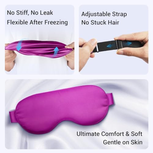 Image of Cooling Eye Mask for Puffy Eyes: Fsa Eligible ltems Hsa, Migraines Headache Fast Relief After Surgery Care Cold Compress, Reusable Face Ice Pack Gel for Dark Circles, Gentle Weighted Sleep Mask Purple