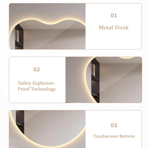 Miroir sans cadre design luxe diamant avec éclairage LED blanc 20in - 5