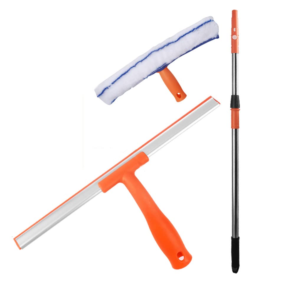 Limpiacristales Telescópico 2 en 1 Telescopico 126cm Limpiador Cristales Mango de aluminio Limpia Cristales Ventanas para Suelos húmedos, Limpiar Ventanas, Vidrio (A)