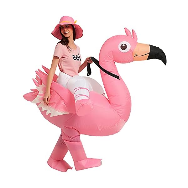One casa inflatable flamingo costume riding on flamingo air blow up funny fancy dress party halloween costume for adult - image 3