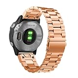 Abanen Stainless Steel Watch Bands for Garmin epix Pro 42mm / Fenix 8 43mm / Fenix 7S / 6S /5S, 20mm Quick Fit Metal Adjustable Replacement Wristband Strap for Garmin Descent MK2S / Instinct 2S (Rose Gold)