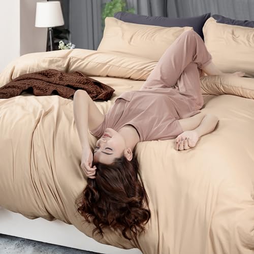 Utopia Bedding Duvet Cover Twin Size - 2 Piece with Zipper Closure - 1 Comforter Cover 68X90 Inches & 1 Pillow Sham 20X26 Inches (Beige) Comforter Not Included