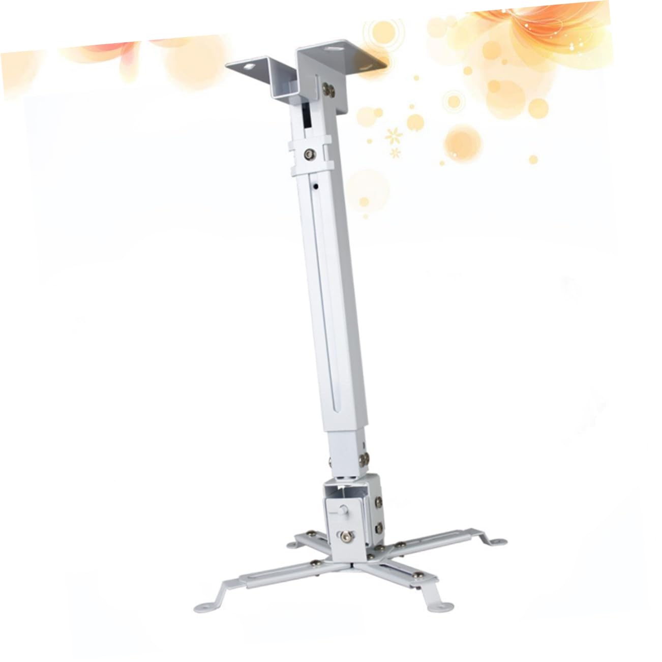 HOMSFOU Supporto Proiettore da Soffitto Regolabile 15kg Ferro | Inclinazione Regolabile, Bracci Doppi Articolati, Piastra a Soffitto e Canale Regolabile