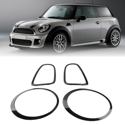 Garniture de Cadre de Feu Arrière, 4 Pièces de Remplacement de Garnitures de Contour de Feu Arrière de Phare Noir Brillant pour Mini R56 R57 R58 R59 S JCW 2007 à 2015