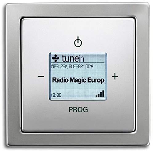 Busch Jäger Unterputz UP iNet Inernet WLAN Radio (8216U) Busch Jäger PUR Edelstahl - Set mit Radioeinheit 8216 U, Rahmen und Radioabdeckung