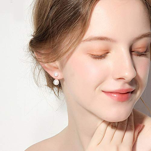 Nova&Aria Women's Shell Dangle Drop Earrings Sterling Silver Round Pearl Necklace Solitaire Earrings Jewelry Gifts2