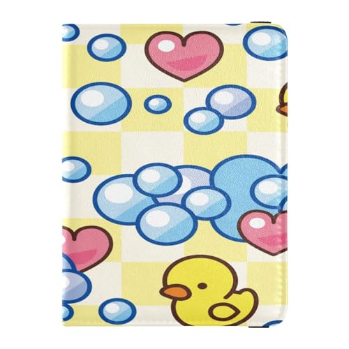 Porta passaporto pelle PU ultra sottile porta carte di credito custodia per per donne uomini famiglia badge ID vaccino portafoglio essenziale da viaggio anatre gomma gialla