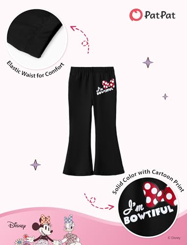 Image of Disney Frozen Princess Minnie Stitch Girl Clothes Long Sleeve Knot Front Sweatshirt Flare Pants Fall 2 Piece Outfit 2-9Y