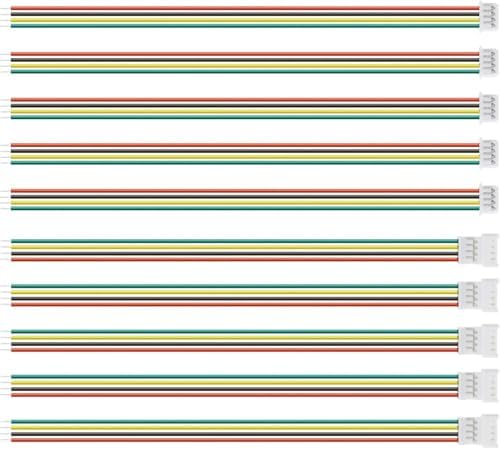 10 Pairs JST-XH 2.54 4-Pin Connectors with 6 Inch Wires | Male & Female Plug Kit for Battery, PCB, RC Projects