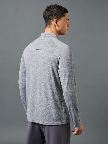 Image of TECHNOSPORT Mens Slim Fit Self-Design Full Sleeve Polo T-Shirt with Double Cool, SPF50+ Proerties for Gym, Workout and Regular Use