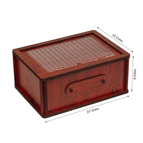 Image of ITOS365 Handmade Wooden Money Bank Piggy Bank | Coin Saving Box for Kids & Adults | Wooden Savings Box for Boys & Girls | Decorative Cash Bank | Gift Item for Home & Kids