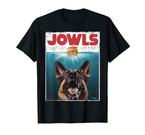 Funny German Shepherd Jowls Hamburger, GSG Dog Mom, Dog Dad T-Shirt