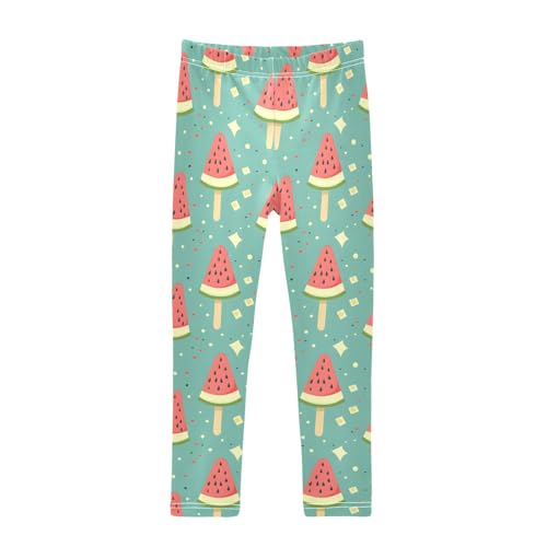 Watermelon Popsicles Sparkles Girls Leggings Soft Stretch Workout Yoga Dance Pants for Kids Casual Tights