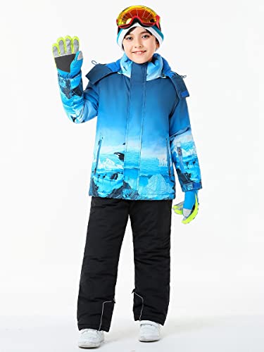 Image of WOWULOVELY Big Boy's 2-Piece Colorblock Snow Pants and Jacket Snowsuit Ski Suit