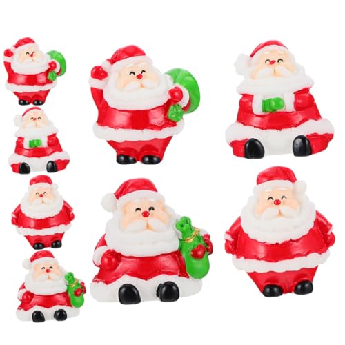 HEMOTON 8pièces Miniatures De Noël Lot de Figurines De Père Noël Décoratives Et Intérieur Extérieur De Décoration