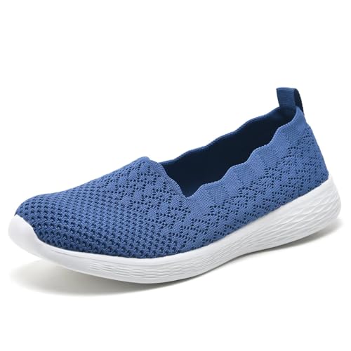 Image of Puxowe Women's Slip-On Walking Shoes | Lightweight Knit Sneakers with Memory Foam Insole, Breathable & Wide Fit Available for Daily Walking, Casual & Travel