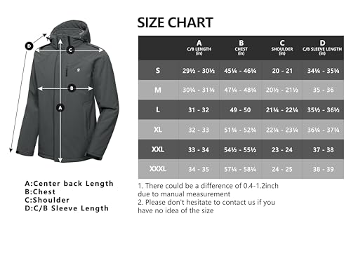 Little Donkey Andy Men's Warm Winter Softshell Jacket Windproof Mountain Ski Snow Coat with Removable Hood Grey L by Little Donkey Andy - Used condition - US$34.67