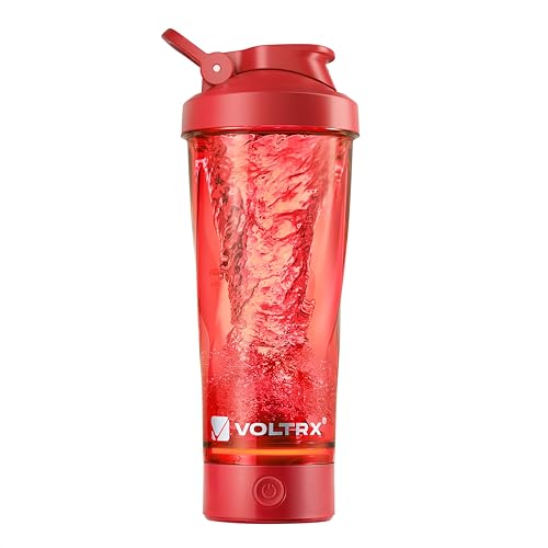 Image of VOLTRX VortexBoost Electric Shaker Bottle, USB C Rechargeable Protein Shake Mixer, Shaker Cups for Protein Shakes and Meal Replacement Shakes, BPA-Free, Made with Tritan,Red