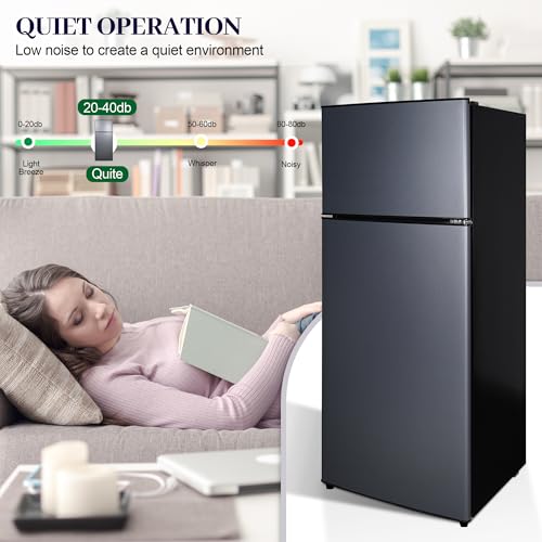 Image of 7.5 Cu. Ft. Compact Fridge with Freezer, Double-Door Refrigerator with Adjustable 7-Level Thermostat, Dorm Fridge for Kichen, RV, Office, Apartment, College, Blue