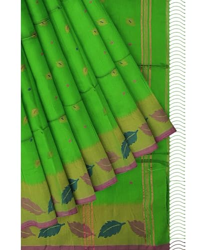 Image of Women's Traditional Handloom Zari Work Lata Border Cotton Silk Saree With Blous Piece