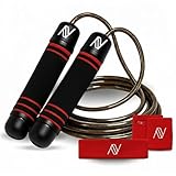 AmiVida Corda per saltare – Kit fitness donna con polsiere con tasca, fascia per capelli e borsa per il trasporto personalizzata