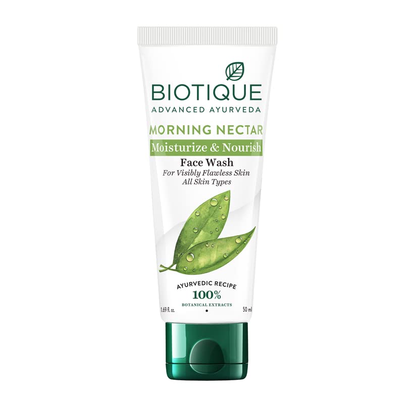 Biotique Morning Nectar Moisturize & Nourish Face Wash For Visibly Flawless Skin All Skin Types, 50ml