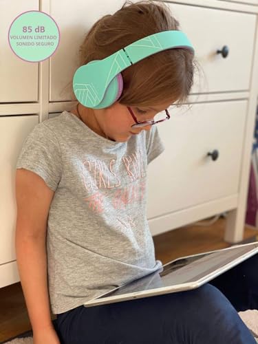 Miniatura 2 de Powerlocus Auriculares Para Niños, Auriculares Bluetooth Para Niños, Con 85db Volumen Limitado, Plegable, Con Micrófono, Micro Sd Slot, Cascos Inalámbricos Y Con Cable, Con Estuche
