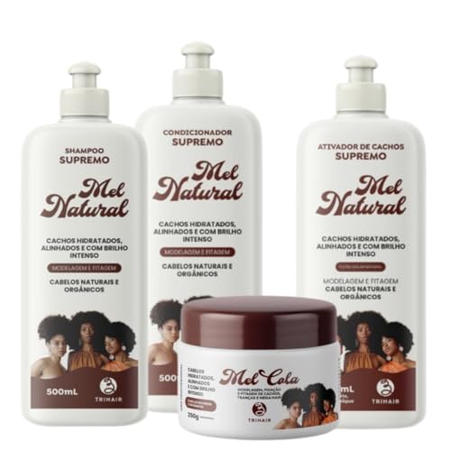 Genérico, Kit Sh + Cond + Ativador Mel Natural + Mel cola 250g Trihair