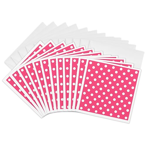 Cartes de vœux 3dRose mini format carré motif pois rose et blanc