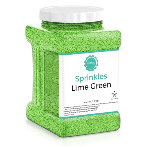 Image of O'Creme Lime Green Sprinkles for Cake Decorating, 2.2 lb