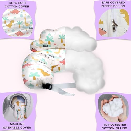 Image of Proliva Feeding Pillow for New Born Baby with Detachable Cover Breast Feeding & Maternity Nursing Pillow for Breastfeeding Support for Baby Feeding Pillow for Mom (eige-Dyno-A2)