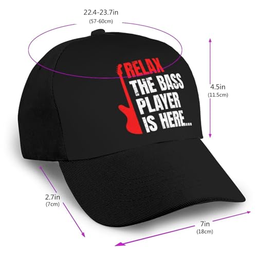Relax The Bass Player's Here Unisex Classic Adjustable Curved Brim Baseball Cap, Trucker Hat2