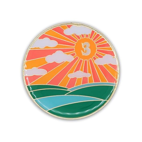 3 year sobriety chip  sunlight of the spirit aa coin recovery gift affirmation token  glow in the dark gold plated medallion