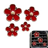 Bawkars 4 PCS Daisy Flower Car Air Freshener Vent Clips, Cute Car Accessories Air Conditioning Outlet Clips for Women, Universal Charm Interior Decor (Red)