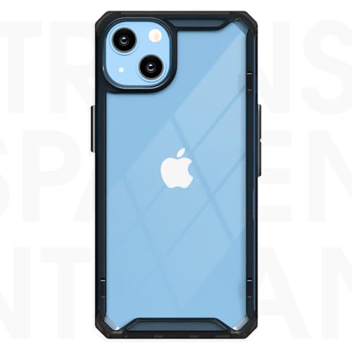 Image of Pikkme Back Cover for iPhone 13 / iPhone 14 PC + TPU Transparent Hybrid Shock Absorption Bumper Case (Black)