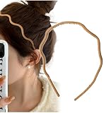 [Herbeluemily] カチューシャ ヘアバンド ウェーブフレーム 波型 マット シンプル ウェーブ 細め 大人 ブラウン HM-0071-R02-BN
