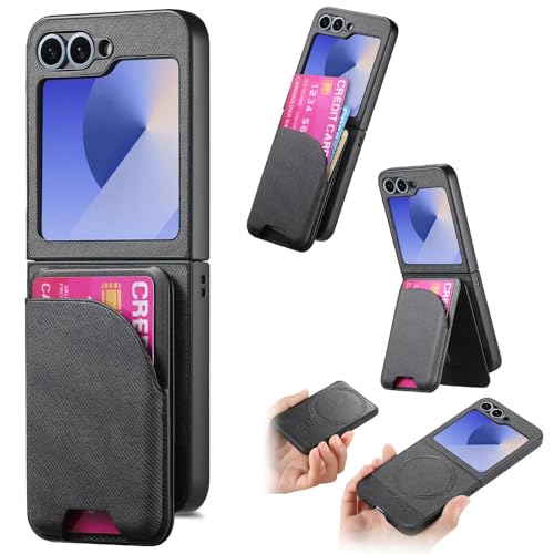 Galaxy Z Flip6 �p�P�[�X 2 in 1 ���O���\ �}�O�l�b�g���E�H���b�g ���U�[�J�o�[ �J�[�h�z���_�[�t�� (Galaxy Z Flip6/�u���b�N)