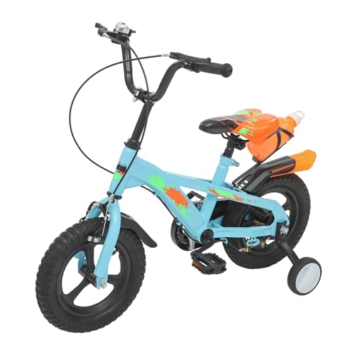 GXSFLG 12 Zoll Kinderfahrrad, mit Stützrädern Korb, Höhenverstellbarer Sitz Lenker, Dualbremssystem, Robuster Rahmen, für Jungen & Mädchen ab 2-5 Jahre, Wasserflasche & Klingel