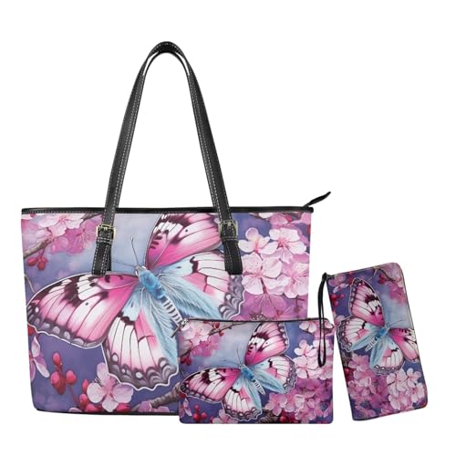 Women Purse Handbags Wallet Sets Leather Shoulder Tote Bag for Women,Top Handle Purse with Wrist Wallet Bag