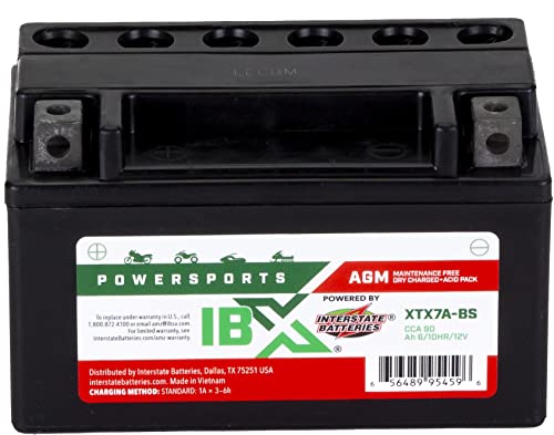 Interstate Batteries Ytx7A-Bs 12V 6Ah Powersports Battery (Xtx7A-Bs) Ibx Rechargeable Agm Replacement Battery For Atv, Motorcycle, Scooter #TOP22