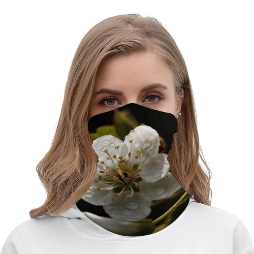 Neck Gaiter Face Mask Mascarilla facial transpirable a prueba de viento Cubierta facial blanca flor de pera refrescante protector solar contra polvo Balaclava Bandana para hombres y mujeres miniatura 4