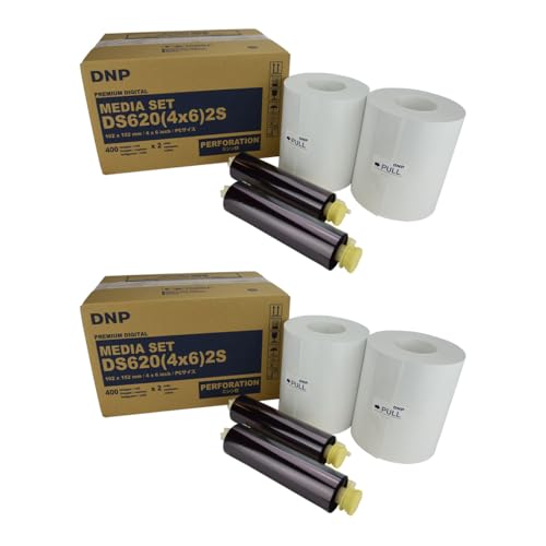 DNP 2x 4x6" Dye Sub Media for DS620A Printer, 400 Prints Per Roll, 2 Piece