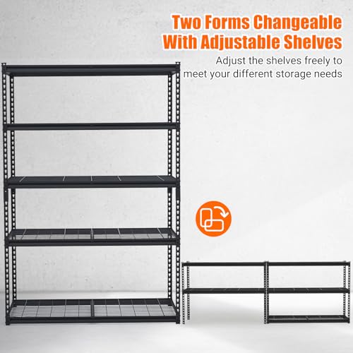 Garage Shelving, Heavy Duty Garage Shelving 48" L x 24" W x 72" H, 2500lbs Load Bearing Storage Shelves Adjustable, Durable Metal Storage Shelves, Easy Assemble for Garage, Basement