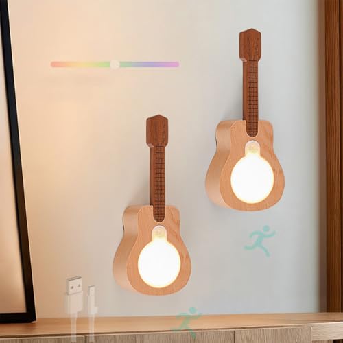 Apliques de pared LED con detector de movimiento recargable y base magnética RGB en madera