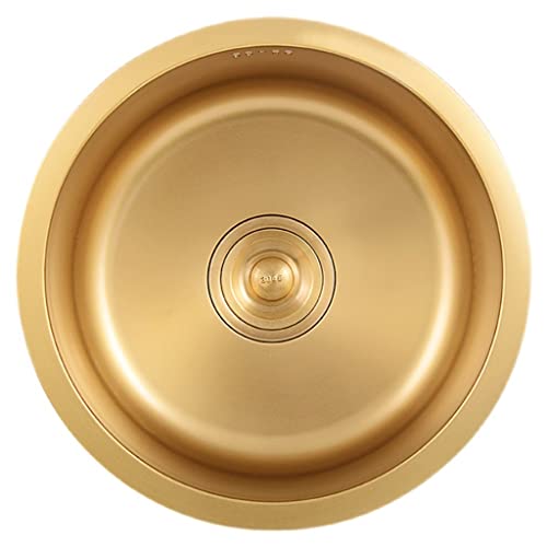 Fregadero de Cocina pequeño para RV de un Solo Cuenco, Cuenco Redondo de Acero Inoxidable con colador, Fregadero Integrado en la encimera con Fregadero de Barra de despensa con sifón (Color
